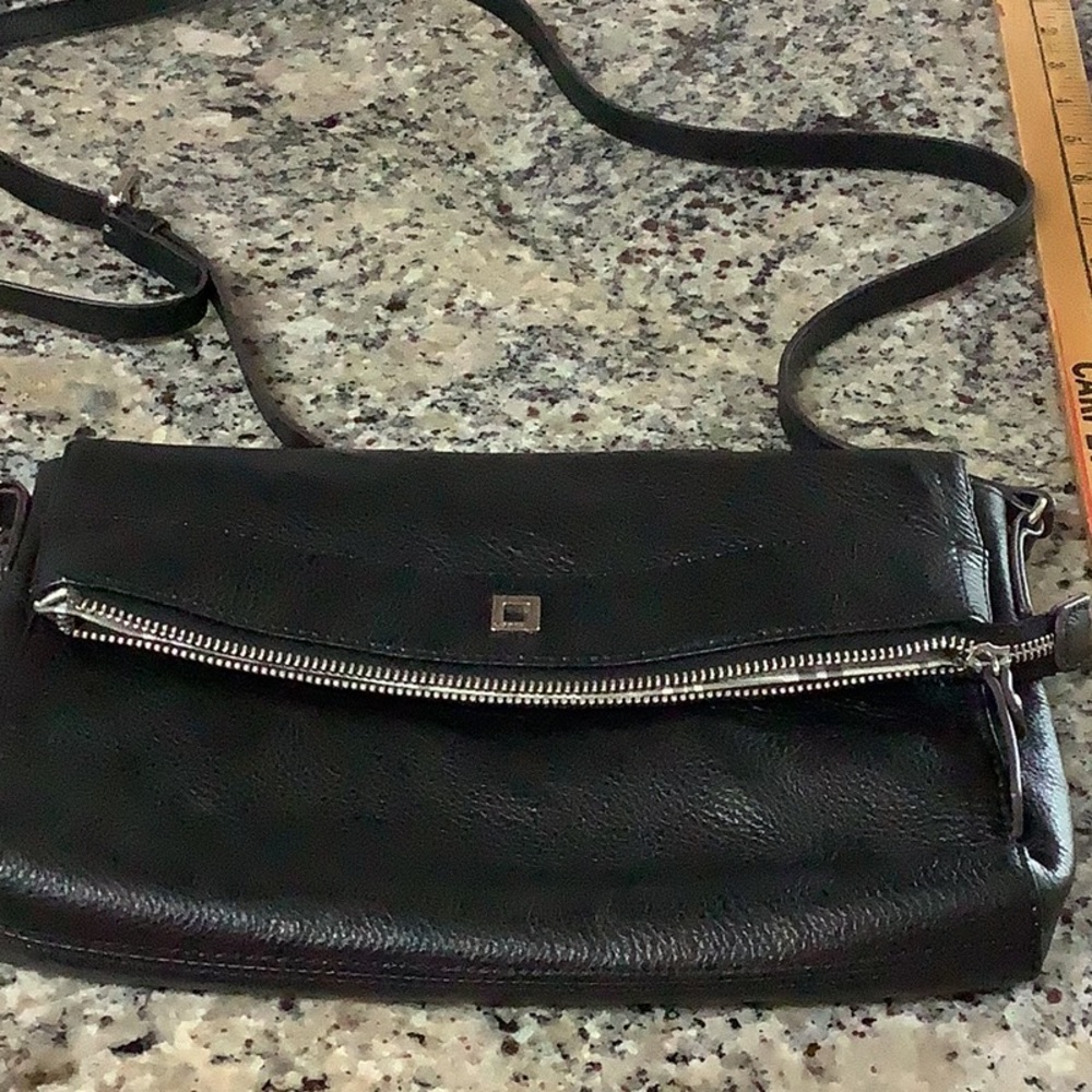 Lodis Black Pebbled Leather Crossbody/Shoulder Bag 7 “x 11”